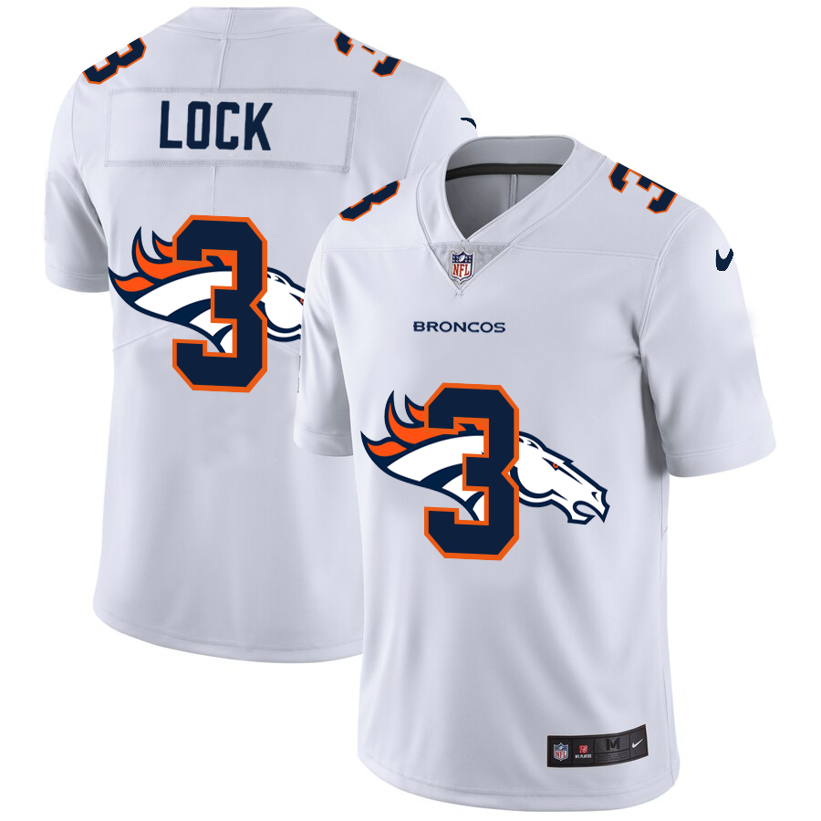 2020 New Men Denver Broncos 3 lock white Limited NFL Nike jerseys